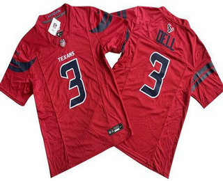 Men's Houston Texans #3 Tank Dell Limited Red FUSE Vapor Jersey