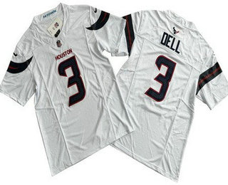 Men's Houston Texans #3 Tank Dell Limited White FUSE Vapor Jersey