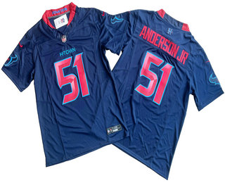 Men's Houston Texans #51 Will Anderson Jr Limited Navy Alternate FUSE Vapor Jersey