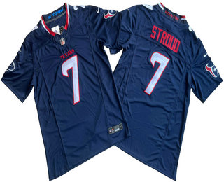 Men's Houston Texans #7 CJ Stroud White Limited Navy 2024 FUSE Vapor Jersey