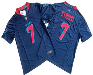 Men's Houston Texans #7 CJ Stroud White Limited Navy Alternate 2024 FUSE Vapor Jersey