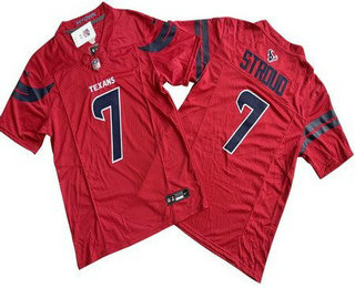 Men's Houston Texans #7 CJ Stroud White Limited Red 2024 FUSE Vapor Jersey