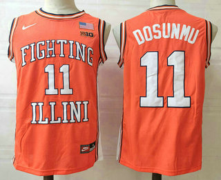 Men's Illinois Fighting Illini #11 Ayo Dosunmu Orange College Basketball Jersery