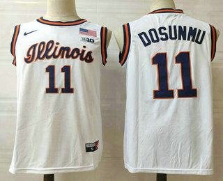 Men's Illinois Fighting Illini #11 Ayo Dosunmu White College Basketball Jersery