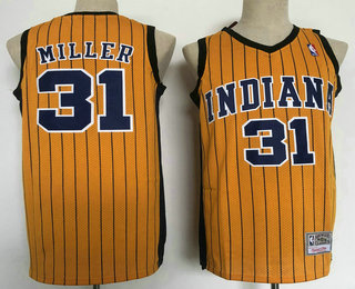 Men's Indiana Pacers #31 Reggie Miller Yellow Hardwood Classics Soul Swingman Throwback Jersey