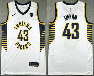 Men's Indiana Pacers #43 Pascal Siakam White Association Edition Sponsor Stitched Jersey