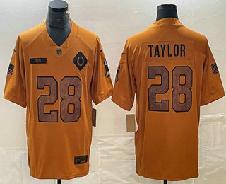 Men's Indianapolis Colts #28 Jonathan Taylor Brown 2023 Salute To Service Limited Stitched Jersey