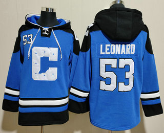 Men's Indianapolis Colts #53 Shaquille Leonard Blue Ageless Must Have Lace Up Pullover Hoodie