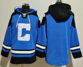 Men's Indianapolis Colts Blank Blue Ageless Must Have Lace Up Pullover Hoodie