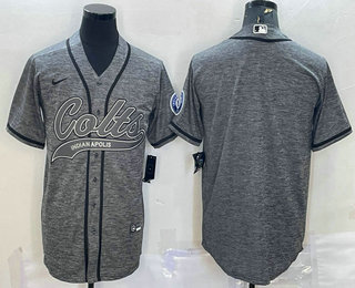 Men's Indianapolis Colts Blank Grey With Patch Cool Base Stitched Baseball Jersey