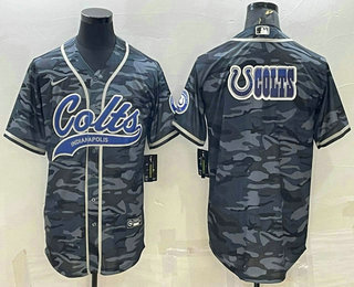 Men's Indianapolis Colts Grey Camo Team Big Logo With Patch Cool Base Stitched Baseball Jersey