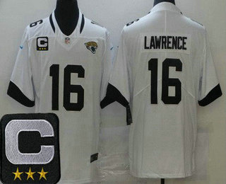 Men's Jacksonville Jaguars #16 Trevor Lawrence Limited White C Patch Vapor Jersey