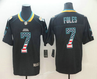 Men's Jacksonville Jaguars #7 Nick Foles 2018 USA Flag Fashion Black Color Rush Stitched Nike Limited Jersey
