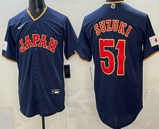 Men's Japan #51 Seiya Suzuki Navy 2026 World Baseball Classic Cool Base Jersey
