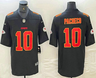 Men's Kansas City Chiefs #10 Isiah Pacheco Black Fashion Vapor Limited Stitched Jersey