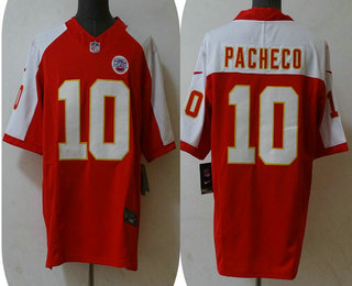 Men's Kansas City Chiefs #10 Isiah Pacheco Red White 2023 FUSE Vapor Limited Stitched Jersey
