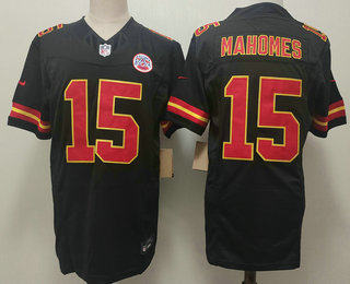 Men's Kansas City Chiefs #15 Patrick Mahomes Black FUSE Vapor Limited Stitched Jersey
