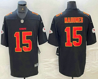Men's Kansas City Chiefs #15 Patrick Mahomes Black Fashion Vapor Limited Stitched Jersey