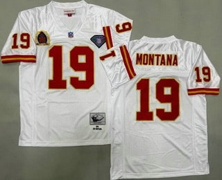 Men's Kansas City Chiefs #19 Joe Montana White 1994 Throwback Jersey