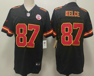 Men's Kansas City Chiefs #87 Travis Kelce Black FUSE Vapor Limited Stitched Jersey