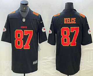 Men's Kansas City Chiefs #87 Travis Kelce Black Fashion Vapor Limited Stitched Jersey