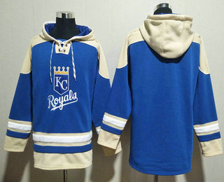 Men's Kansas City Royals Blank Blue Ageless Must Have Lace Up Pullover Hoodie