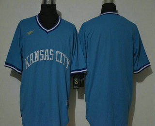 Men's Kansas City Royals Blank Light Blue Pullover Cool Base Cooperstown Collection Stitched Nike MLB Jersey