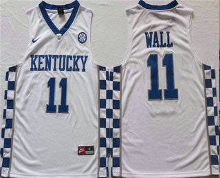 Men's Kentucky Wildcats #11 John Wall White Stitched Jersey