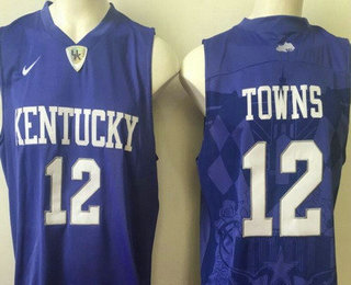 Men's Kentucky Wildcats #12 Karl-Anthony Towns Royal Blue College Basketball Stitched NCAA 2016 Nike Swingman Jersey