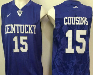 Men's Kentucky Wildcats #15 DeMarcus Cousins Royal Blue College Basketball Stitched NCAA 2016 Nike Swingman Jersey
