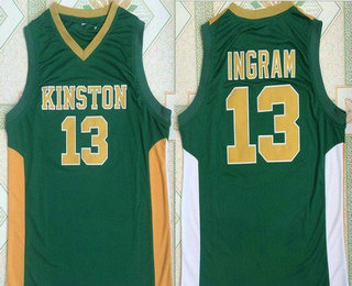 Men's Kinston High School #13 Brandon Ingram Green Retro Swingman Stitched Basketball Jersey