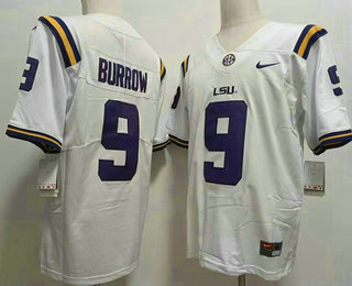 Men's LSU Tigers #9 Joe Burrow White 2017 Vapor Untouchable Stitched Nike NCAA Jersey 02