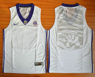 Men's LSU Tigers Blank White College Basketball Nike Jersey