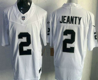 Men's Las Vegas Raiders #2 Ashton Jeanty Limited White FUSE Vapor Jersey