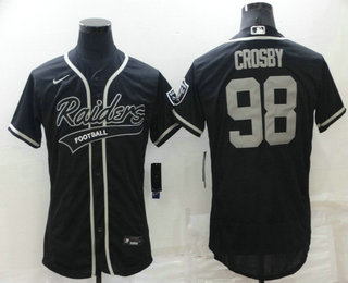 Men's Las Vegas Raiders #98 Maxx Crosby Black Stitched MLB Flex Base Nike Baseball Jersey