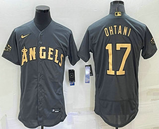Men's Los Angeles Angels #17 Shohei Ohtani Grey 2022 All Star Stitched Flex Base Nike Jersey