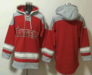 Men's Los Angeles Angels Blank Red Ageless Must Have Lace Up Pullover Hoodie