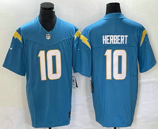 Men's Los Angeles Chargers #10 Justin Herbert Light Blue 2023 FUSE Vapor Limited Stitched Jersey