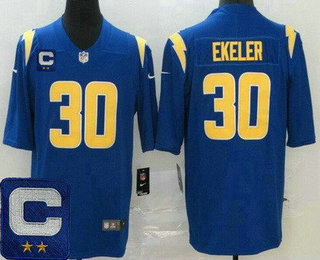 Men's Los Angeles Chargers #30 Austin Ekeler Limited Royal C Patch Vapor Jersey