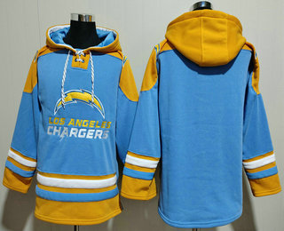 Men's Los Angeles Chargers Blank Light Blue Ageless Must Have Lace Up Pullover Hoodie