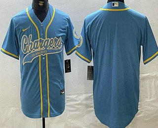 Men's Los Angeles Chargers Blank Limited Powder Blue Baseball Jersey