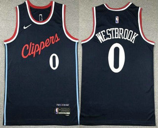 Men's Los Angeles Clippers #0 Russell Westbrook Navy 2023 Icon Swingman Jersey