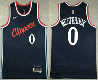 Men's Los Angeles Clippers #0 Russell Westbrook Navy Stitched Jersey