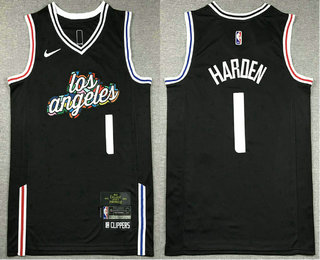 Men's Los Angeles Clippers #1 James Harden Black 2022 City Icon Swingman Jersey