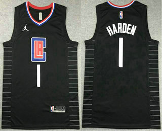 Men's Los Angeles Clippers #1 James Harden Black Icon Swingman Jersey