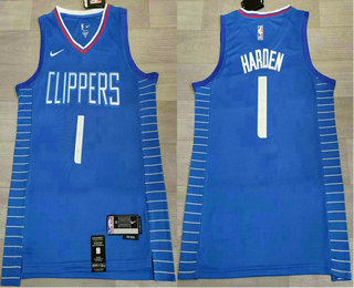 Men's Los Angeles Clippers #1 James Harden Blue Icon Swingman Jersey