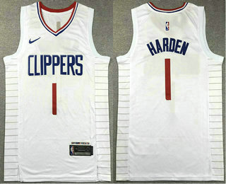 Men's Los Angeles Clippers #1 James Harden White Icon Swingman Jersey