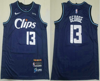 Men's Los Angeles Clippers #13 Paul George Navy 2023 City Icon Sponsor Swingman Jersey