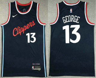Men's Los Angeles Clippers #13 Paul George Navy 2023 Icon Swingman Jersey