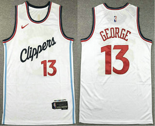 Men's Los Angeles Clippers #13 Paul George White 2023 Icon Swingman Jerse